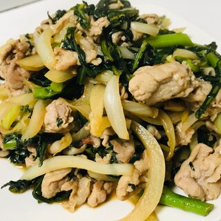 簡単夕食！春菊と豚こま肉のポン酢炒め♫